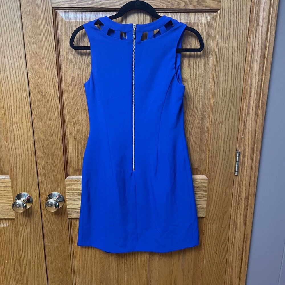 Eliza J Women's Blue Cutout Bi-stretch Flare Dress Sz 2 Zipper Formal Cocktail - Picture 5 of 10